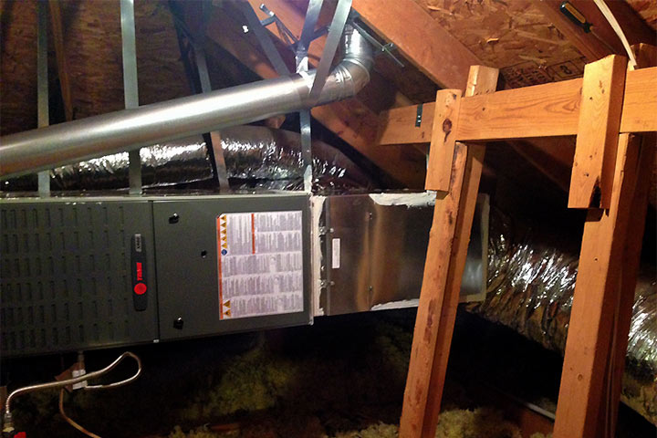 Air conditioner duct in attic