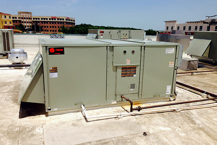 Commercial air conditioner on roof